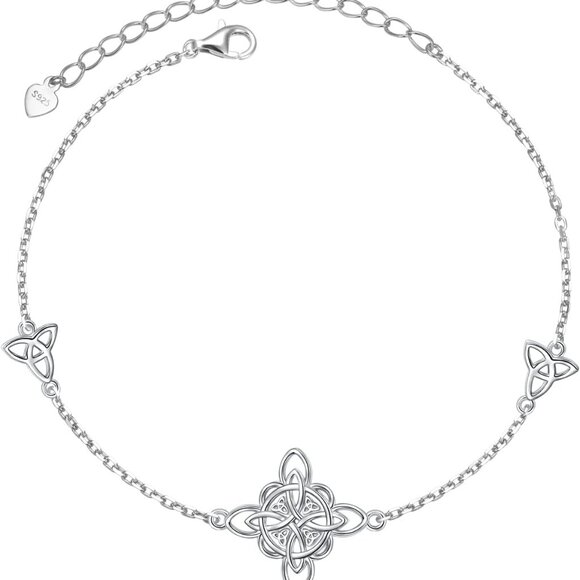 Sterling Silver Celtic Knot Bracelet Women Good Luck Jewelry Gift - Picture 1 of 8